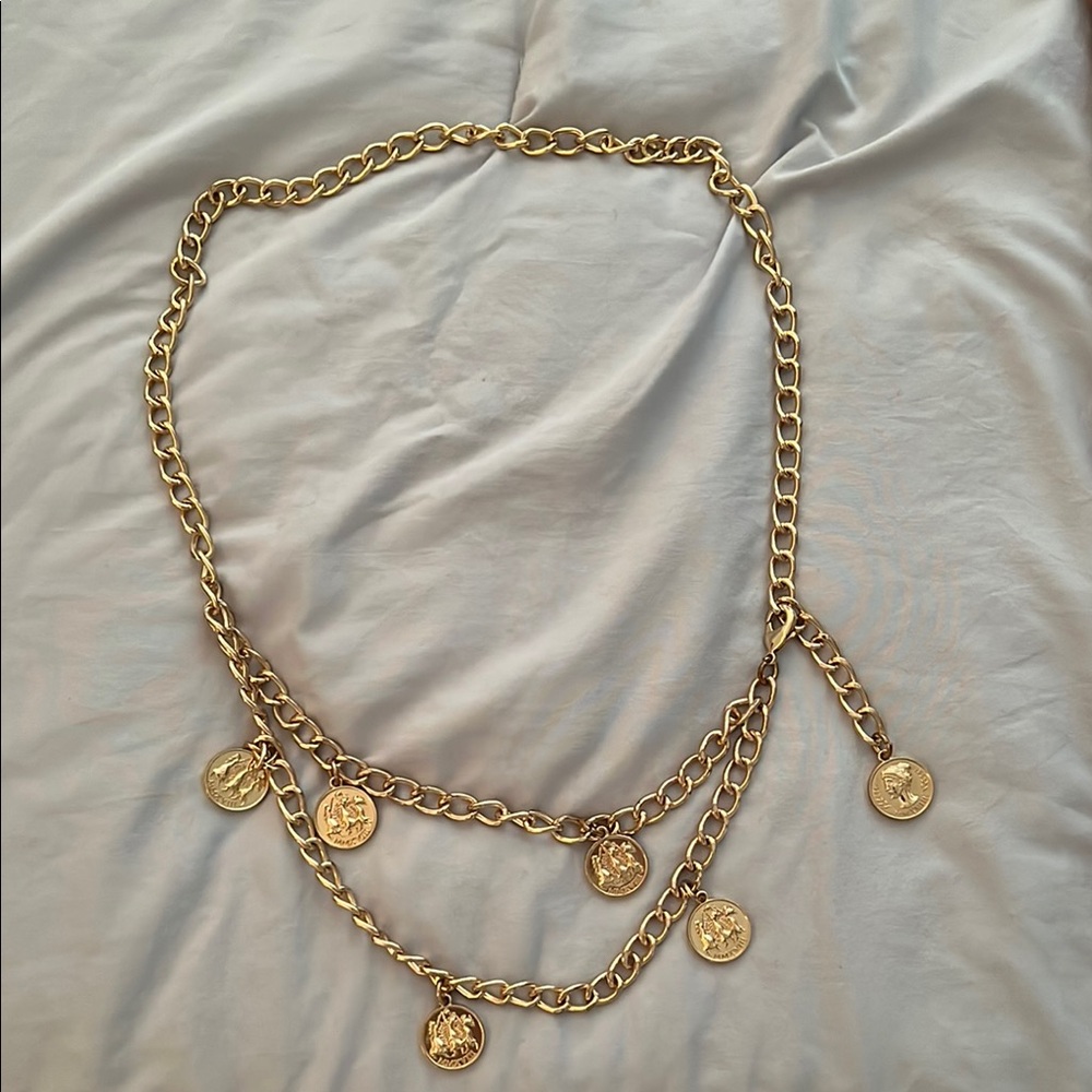 Gold Chain Belt with Coin Pendants